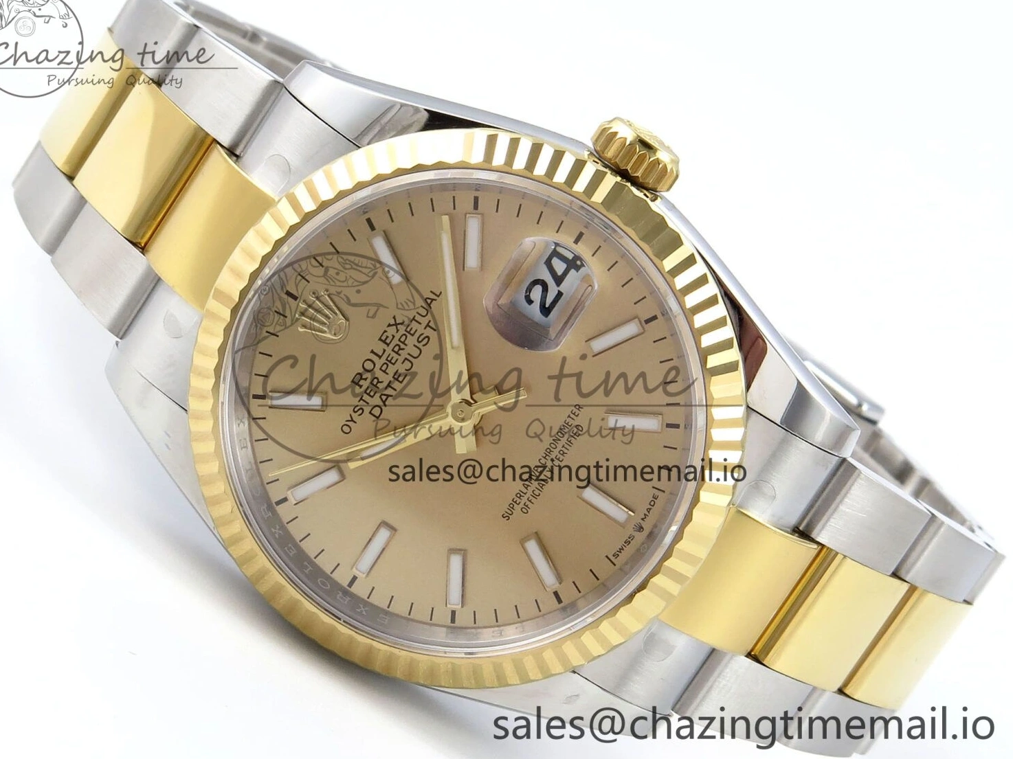 MiroTime 0418 SmartChoice DateJust 36 126233 EWEF Best Edition YG Stick Dial on SS YG Oyster Bracelet A 669